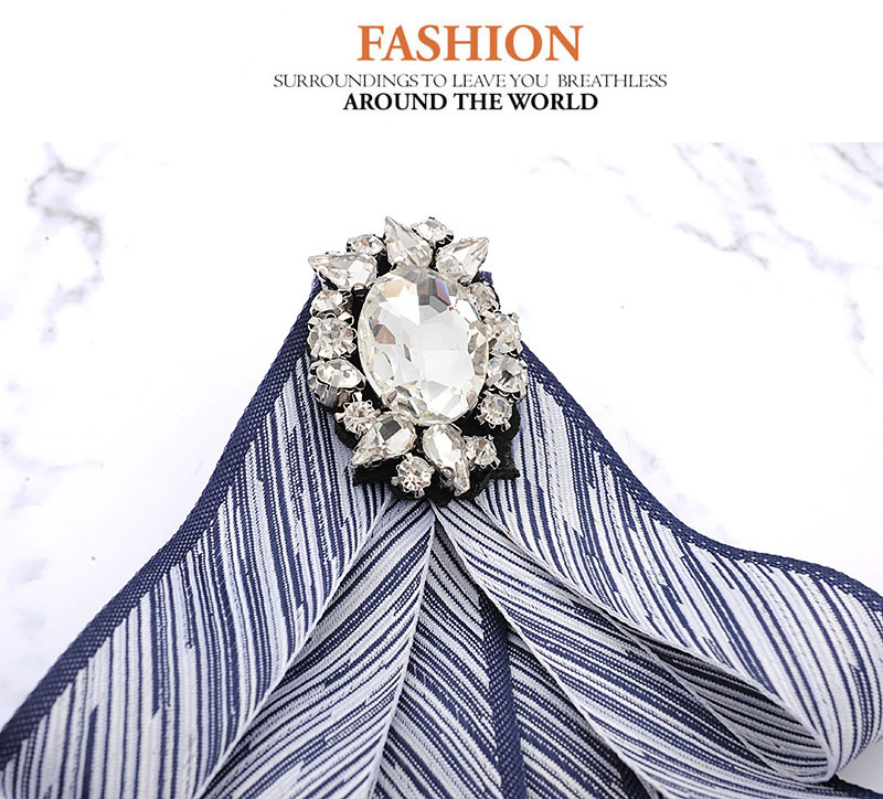 Fashion Navy Oval Shape Diamond Decorated Bowknot Brooch,Korean Brooches