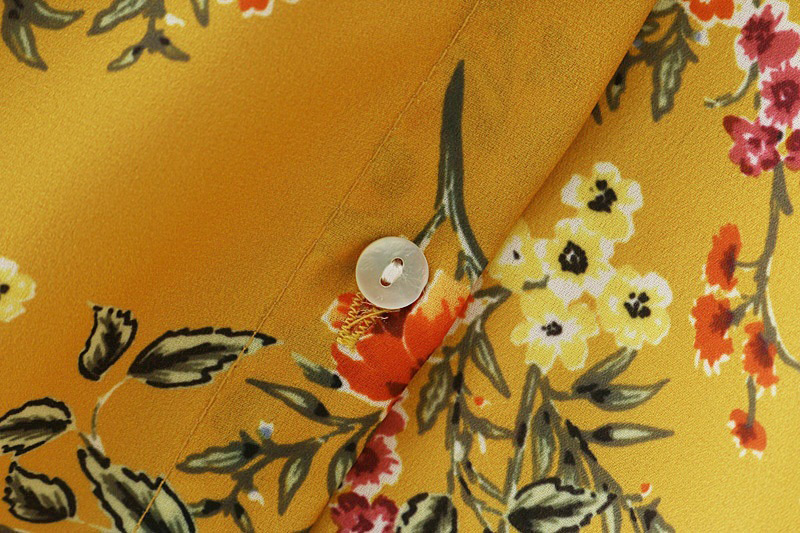Fashion Yellow Flowers Pattern Decorated Simple Blouse,Sunscreen Shirts