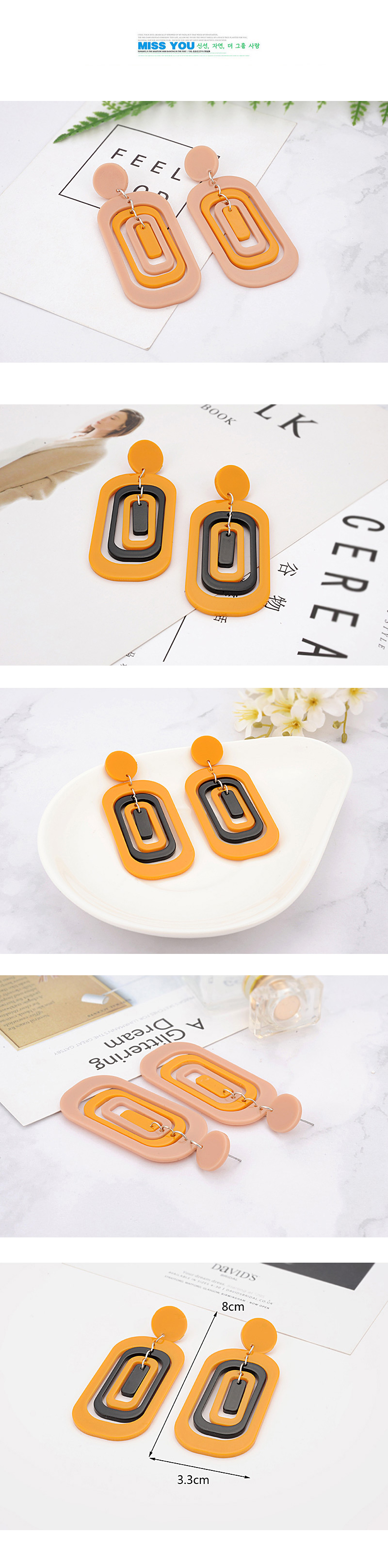 Elegant Yellow Hollow Out Design Multi-layer Earrings,Drop Earrings