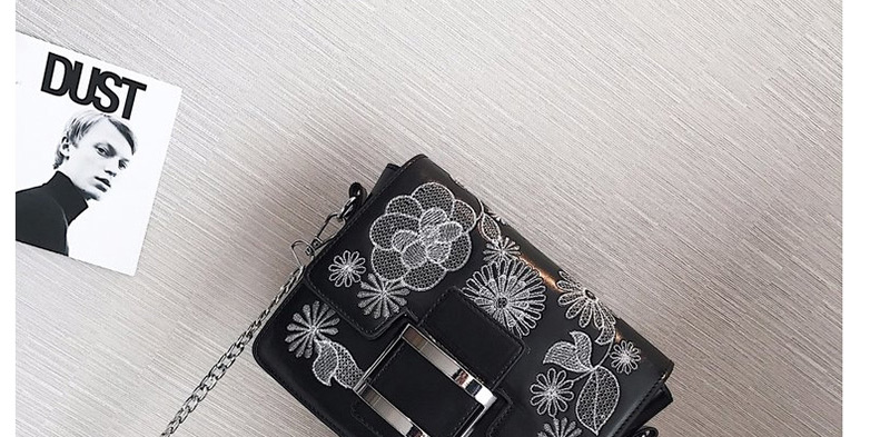 Fashion Black Flower Pattern Decorated Shoulder Bag,Shoulder bags