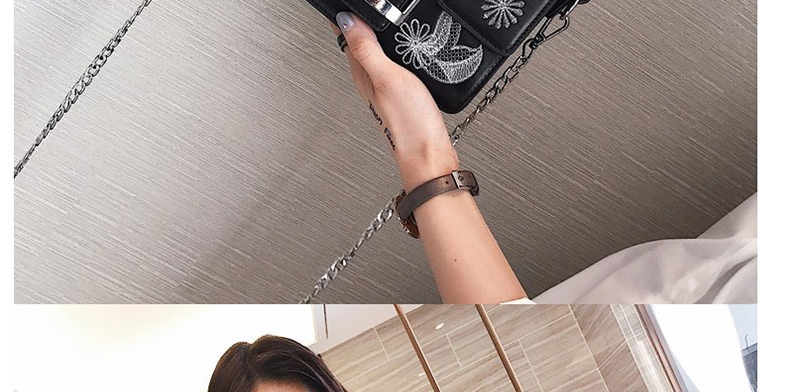 Fashion Black Flower Pattern Decorated Shoulder Bag,Shoulder bags