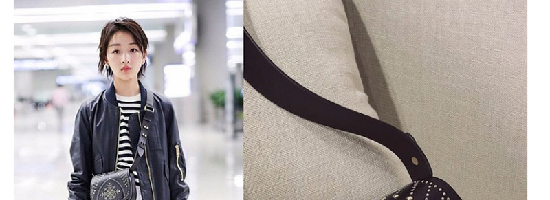 Fashion Black Rivets Decorated Simple Shoulder Bag,Shoulder bags