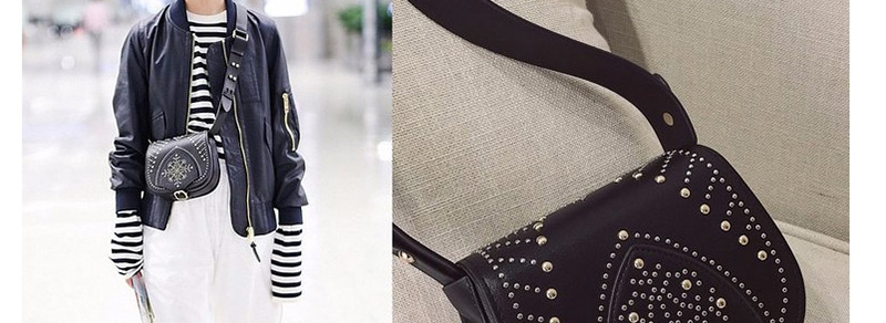 Fashion Black Rivets Decorated Simple Shoulder Bag,Shoulder bags