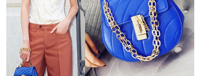 Fashion Blue Pure Color Decorated Shoulder Bag,Shoulder bags