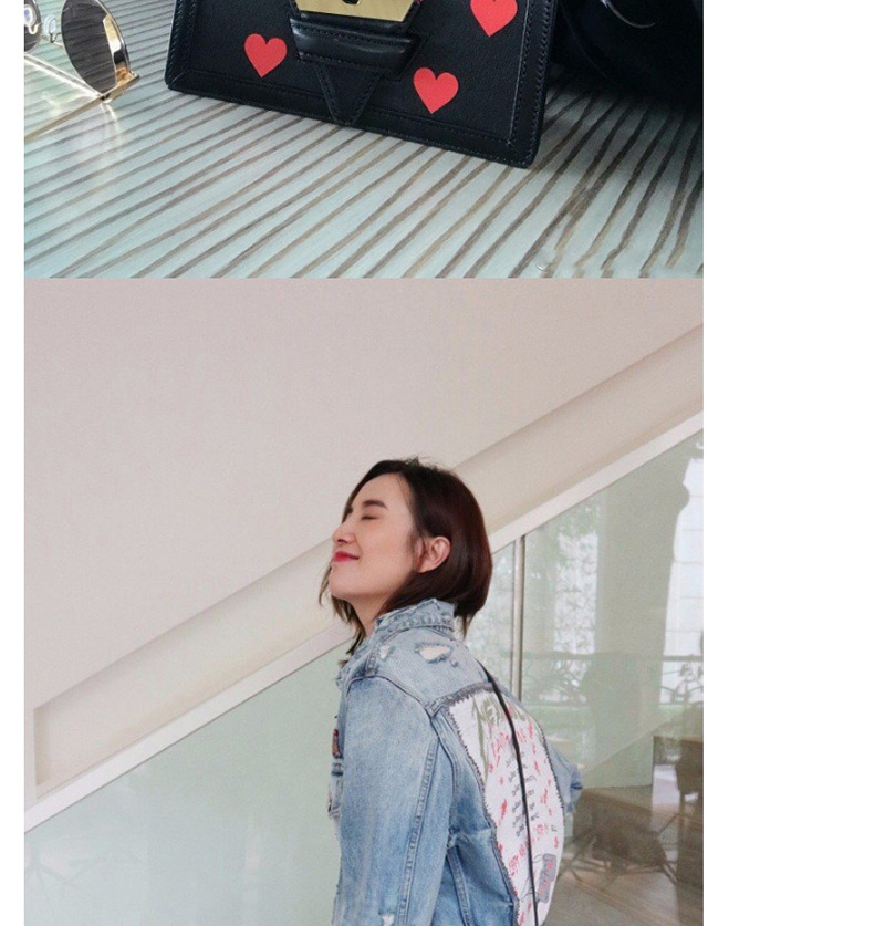 Fashion Black Heart Shape Pattern Decorated Shoulder Bag,Shoulder bags