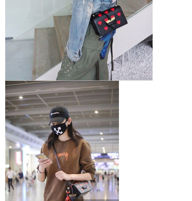 Fashion Black Heart Shape Pattern Decorated Shoulder Bag,Shoulder bags