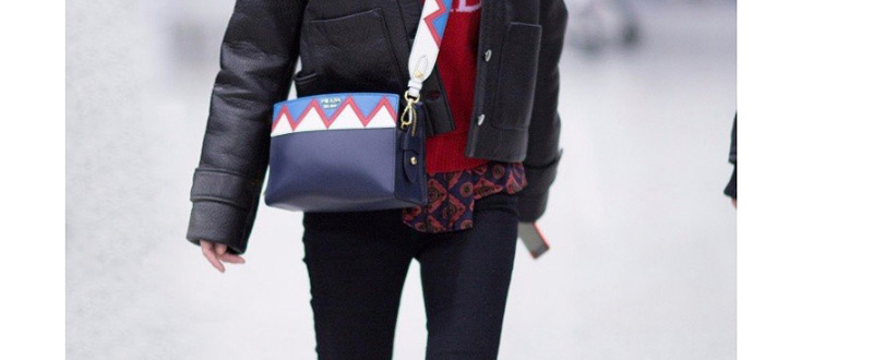 Fashion Dark Blue Wave Shape Pattern Decorated Shoulder Bag,Shoulder bags
