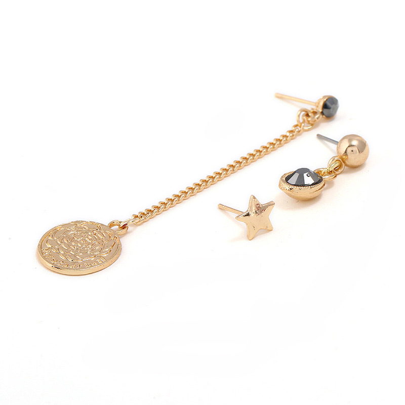 Fashion Gold Color Round Shape Decorated Long Earrings(3pcs),Stud Earrings