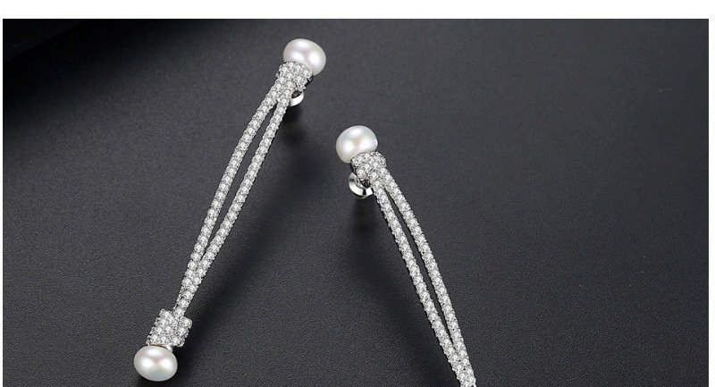 Fashion Silver Color Pearls&diamond Decorated Long Earrings,Earrings