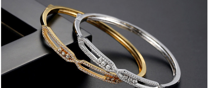 Fashion Gold Color Diamond Decorated Hollow Out Bracelet,Bracelets