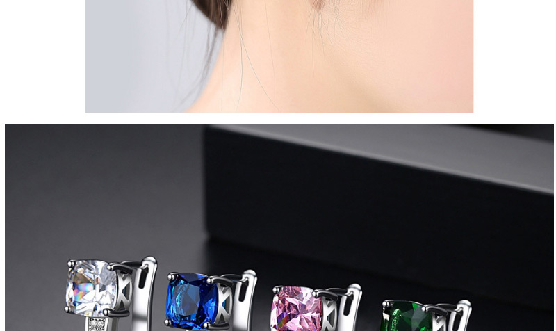 Fashion Blue Diamond Decorated U Shape Earrings,Earrings