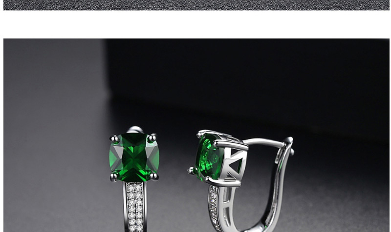 Fashion Green Diamond Decorated U Shape Earrings,Earrings