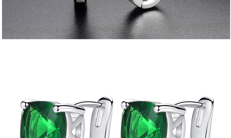 Fashion Green Diamond Decorated U Shape Earrings,Earrings