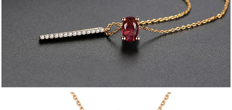 Fashion Champagne+red Vertical Shape Pendant Decorated Necklace,Necklaces