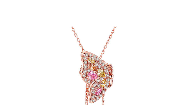 Fashion Rose Gold Butterfly Pendant Decorated Adjustable Necklace,Necklaces