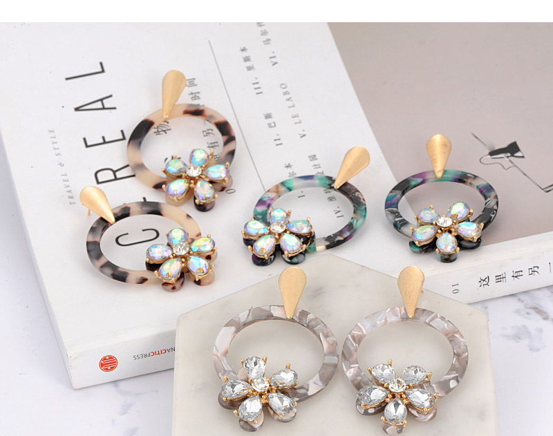 Fashion Gray Flowers Decorated Round Shape Earings,Stud Earrings