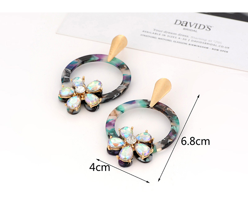 Fashion Green Flowers Decorated Round Shape Earings,Stud Earrings