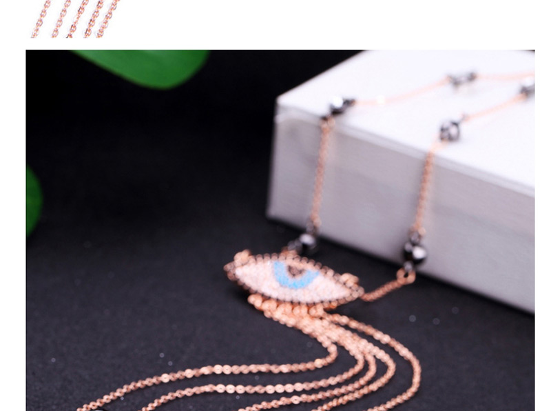 Fashion Gold Color Eye Shape Decorated Tassel Necklace,Multi Strand Necklaces