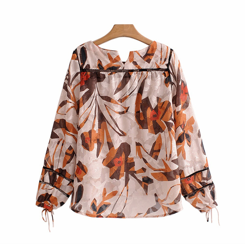 Fashion Multi-color Leaf Pattern Decorated Long Sleeves Blouse,Sunscreen Shirts