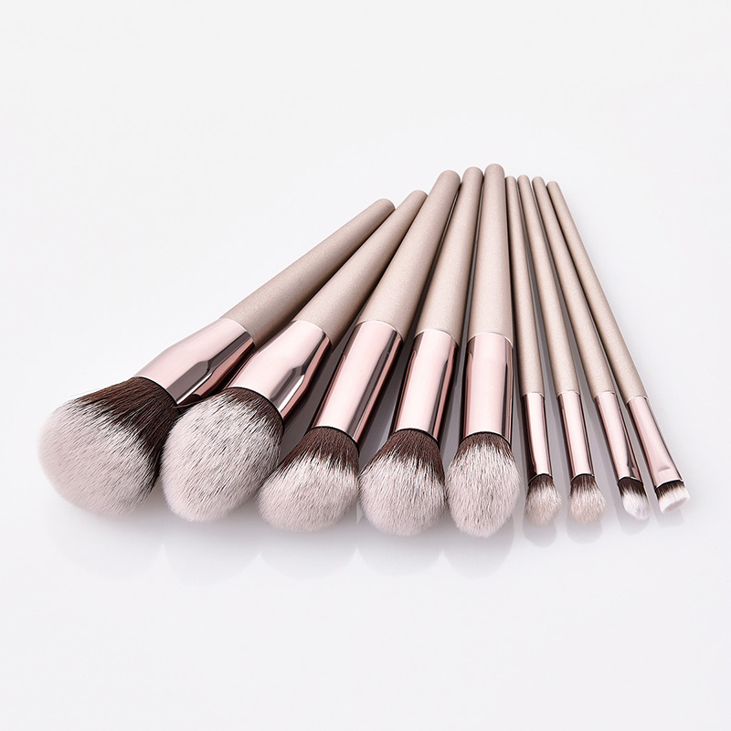 Trendy Champagne Flame Shape Design Cosmetic Brush(9pcs),Beauty tools
