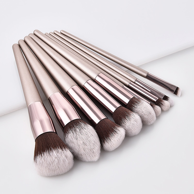 Trendy Champagne Flame Shape Design Cosmetic Brush(9pcs),Beauty tools