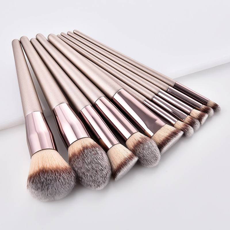 Trendy Champagne Multiple Shapes Design Cosmetic Brush(10pcs),Beauty tools