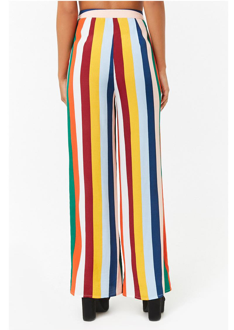 Fashion Multi-color Stripe Pattern Decorated Wide-legs Pants,Pants