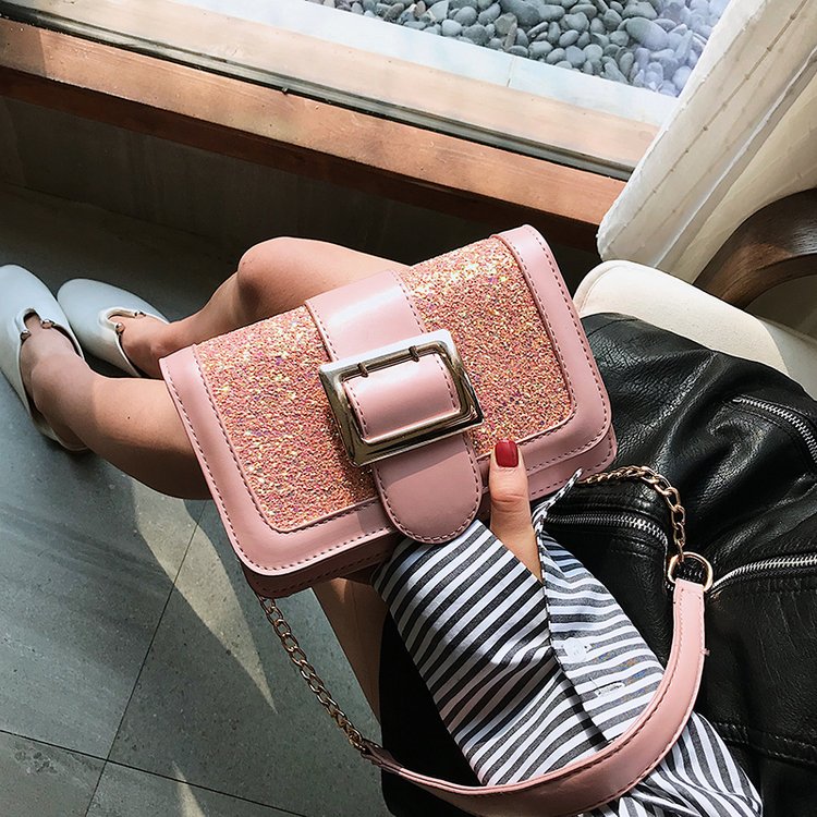 Fashion Pink Square Shape Buckle Design Shoulder Bag,Messenger bags