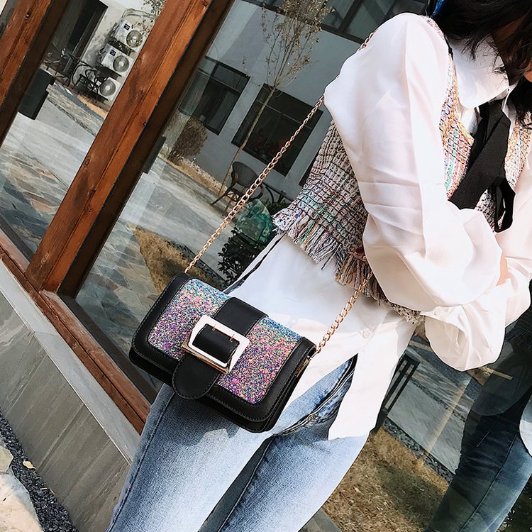Fashion Black Square Shape Buckle Design Shoulder Bag,Messenger bags