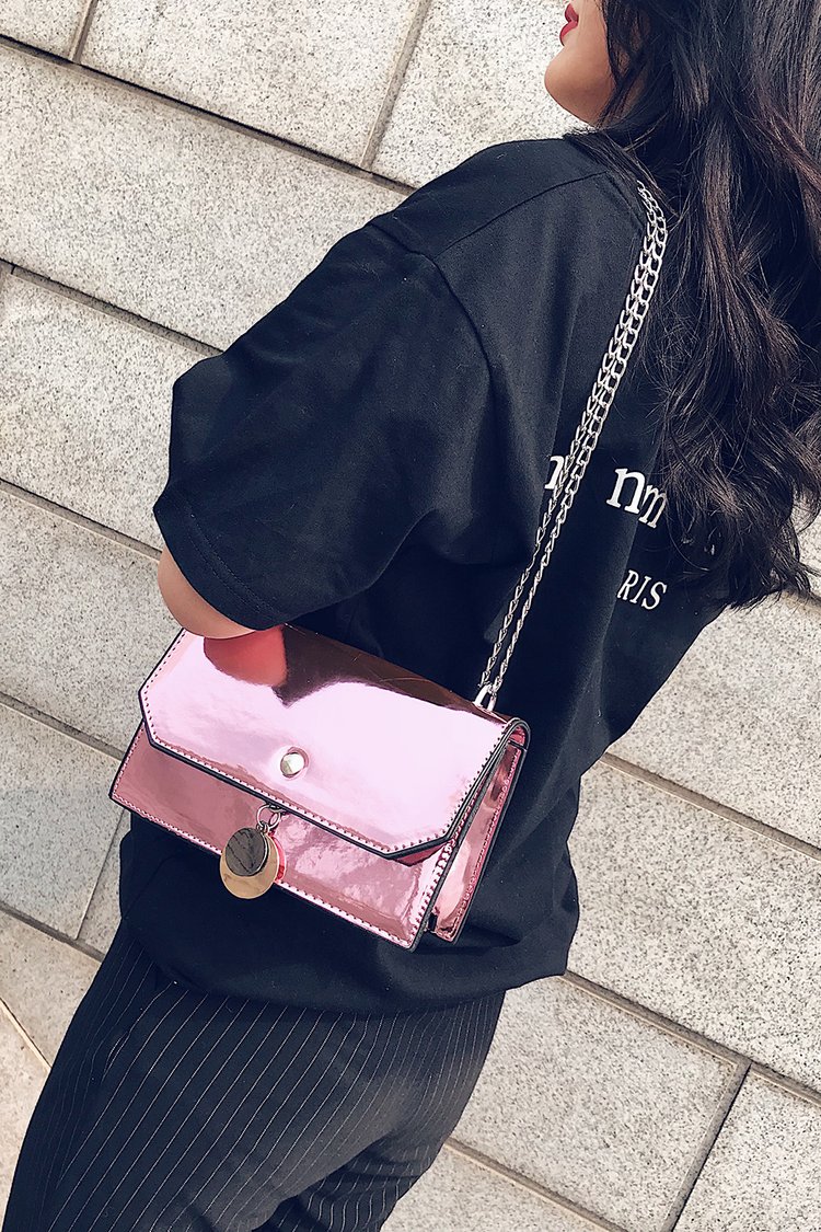 Fashion Pink Pure Color Decorated Shoulder Bag,Messenger bags
