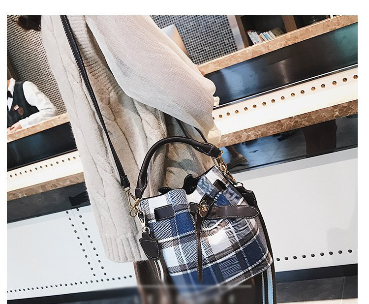 Fashion Gray Grid Pattern Decorated Shoulder Bag,Messenger bags
