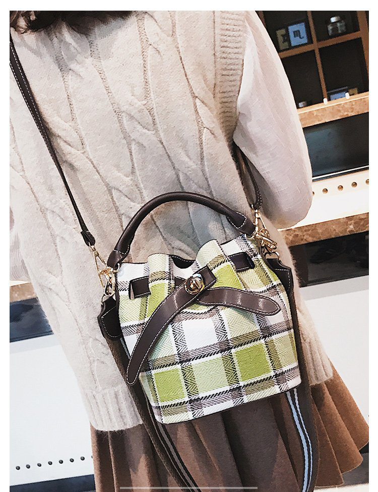 Fashion Green Grid Pattern Decorated Shoulder Bag,Messenger bags