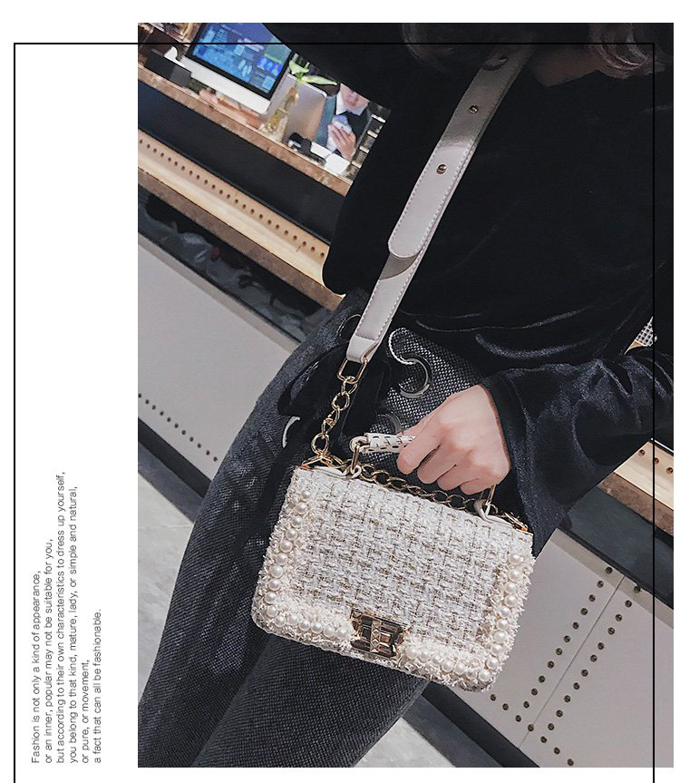Fashion White Pearls Decorated Square Shape Bag,Messenger bags