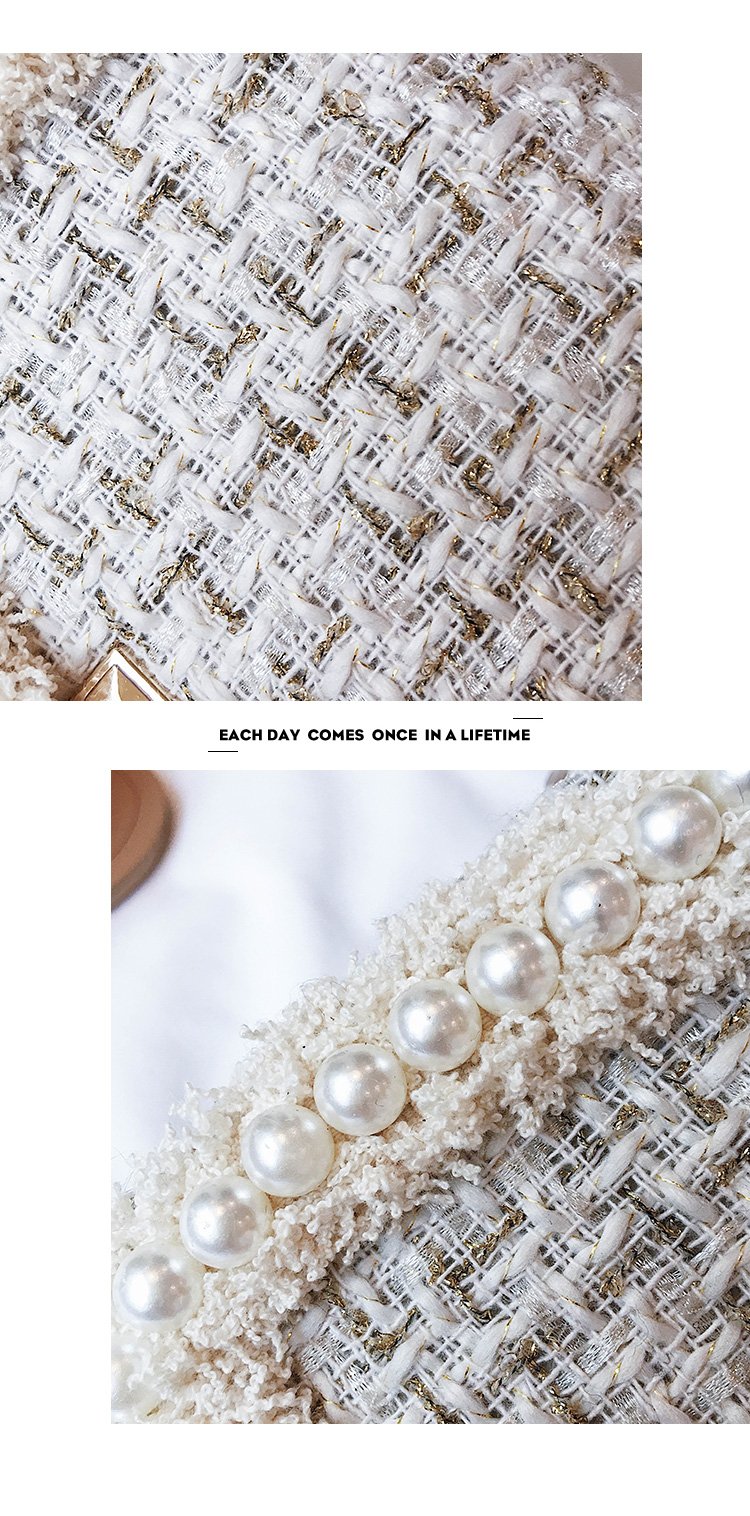 Fashion White Pearls Decorated Square Shape Bag,Messenger bags