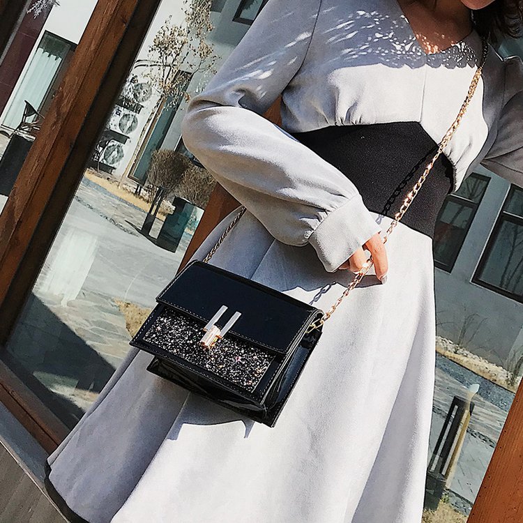 Fashion Black Sequins Decorated Square Shape Bag,Messenger bags
