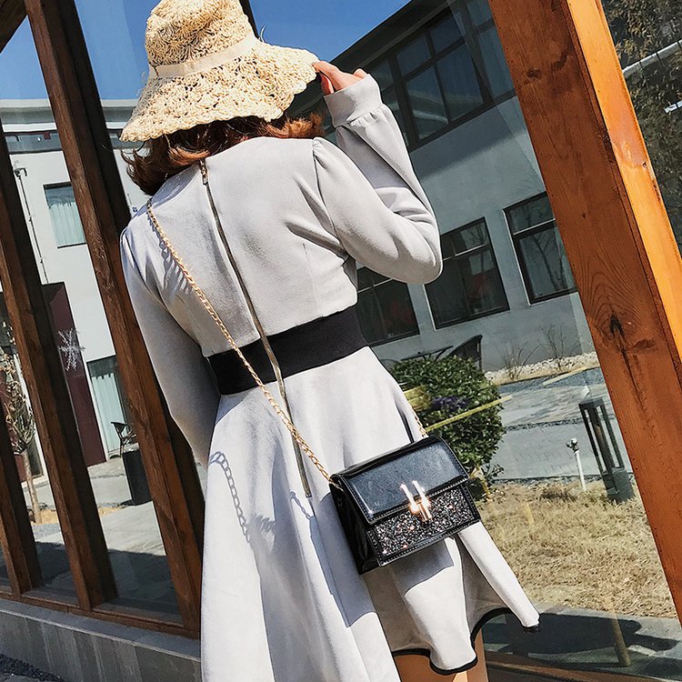 Fashion Black Sequins Decorated Square Shape Bag,Messenger bags