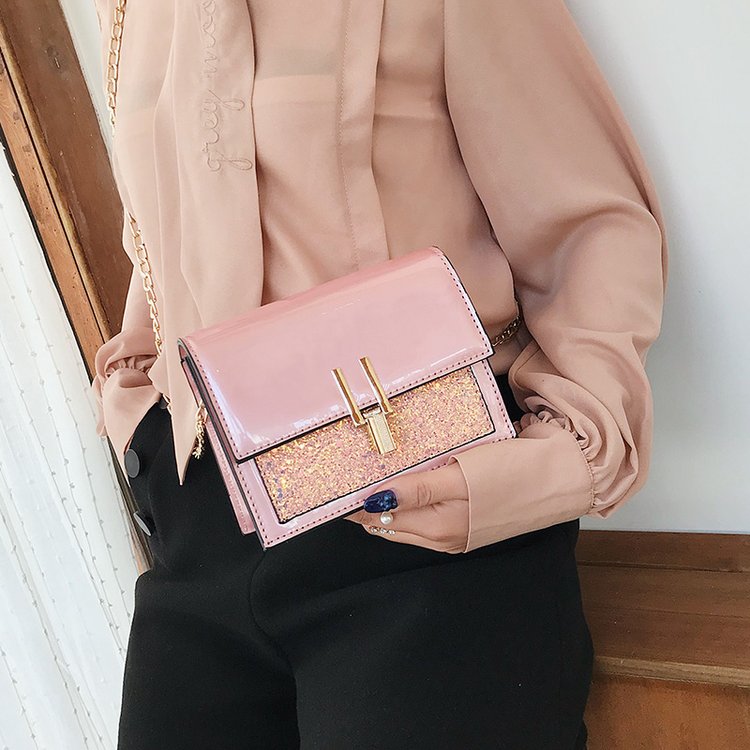 Fashion Pink Sequins Decorated Square Shape Bag,Messenger bags