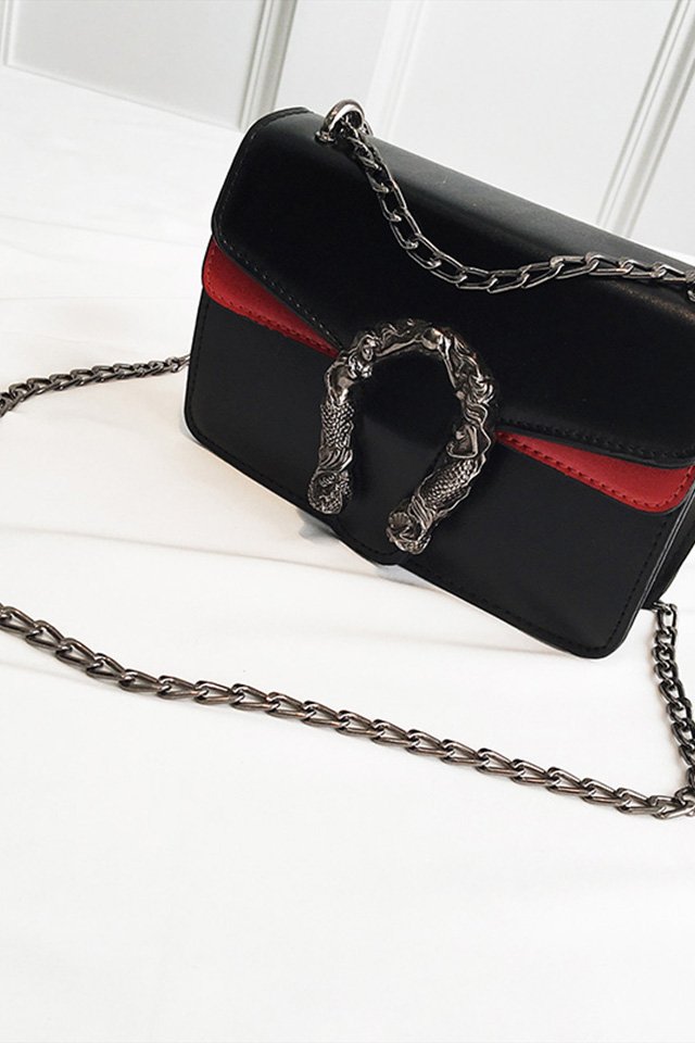 Fashion Black Snakehead Decorated Shoulder Bag,Messenger bags