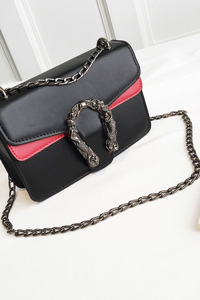 Fashion Black Snakehead Decorated Shoulder Bag,Messenger bags