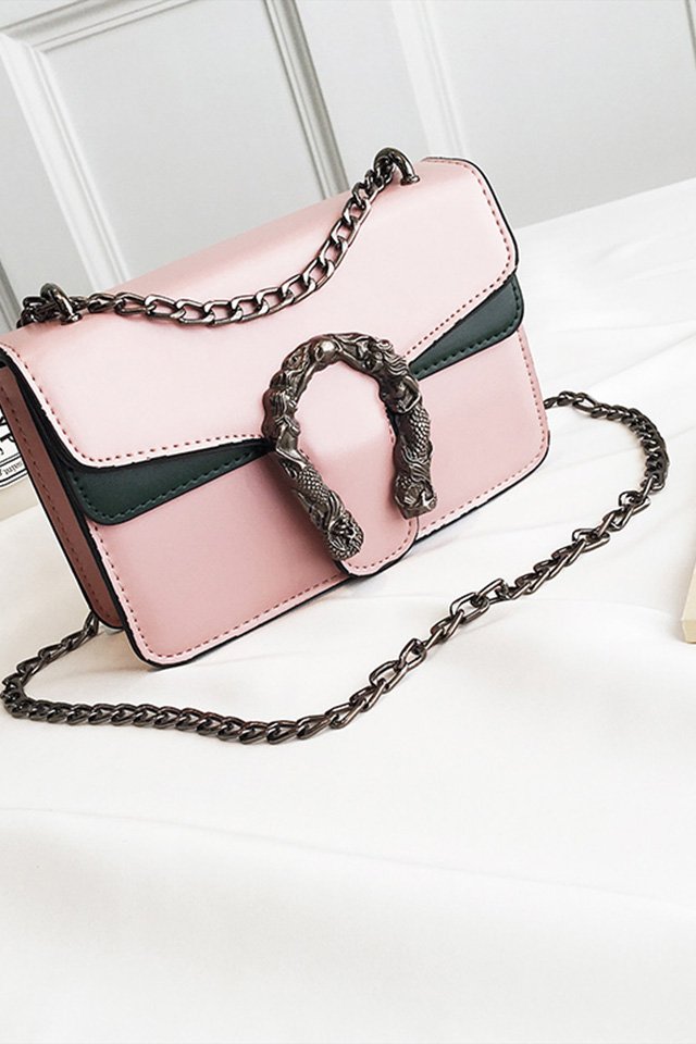 Fashion Pink Snakehead Decorated Shoulder Bag,Messenger bags