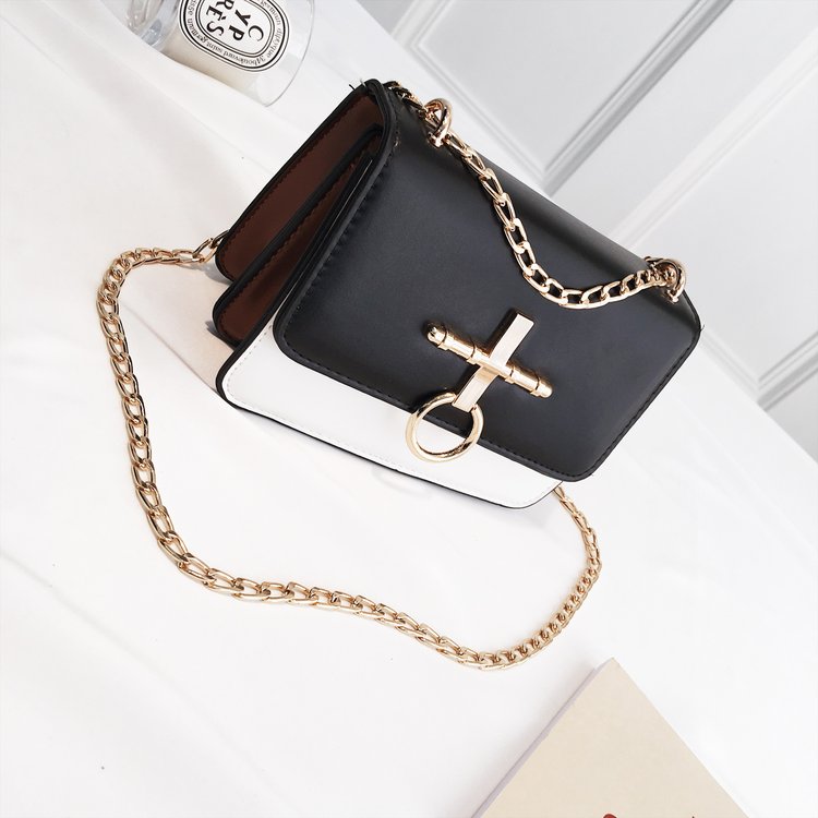 Fashion Black Cross Shape Buckle Decorated Shoulder Bag,Messenger bags
