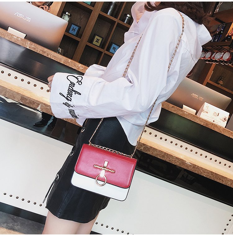 Fashion Pink Cross Shape Buckle Decorated Shoulder Bag,Messenger bags