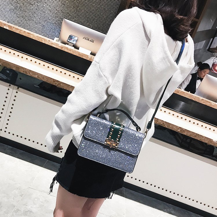 Fashion Gray Sequins Decorated Square Shape Bag,Messenger bags