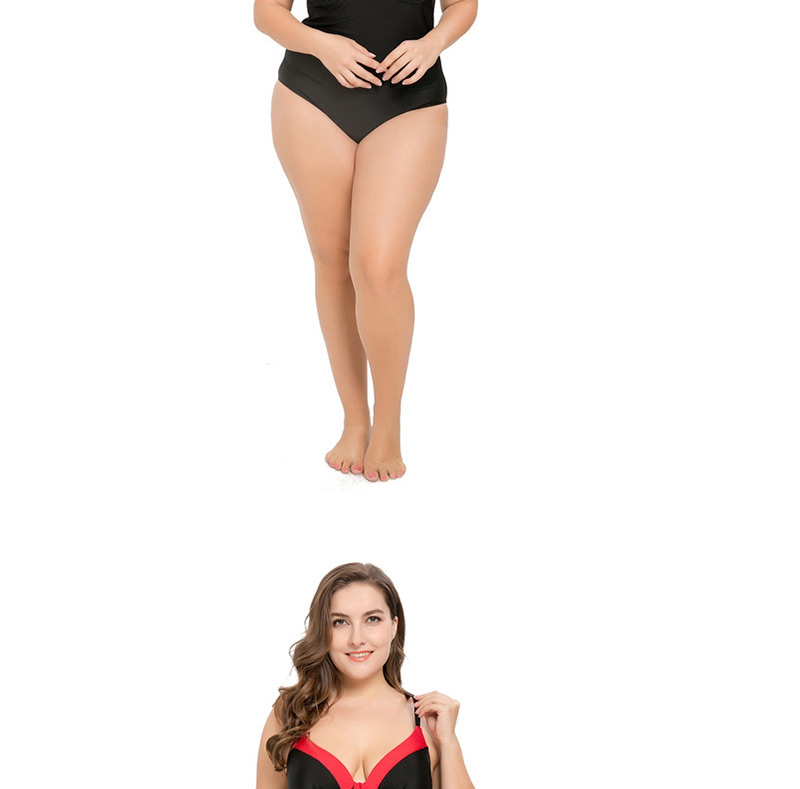 Sexy Dark Red Diamond Decorated Larger Size Swimwear,Swimwear Plus Size