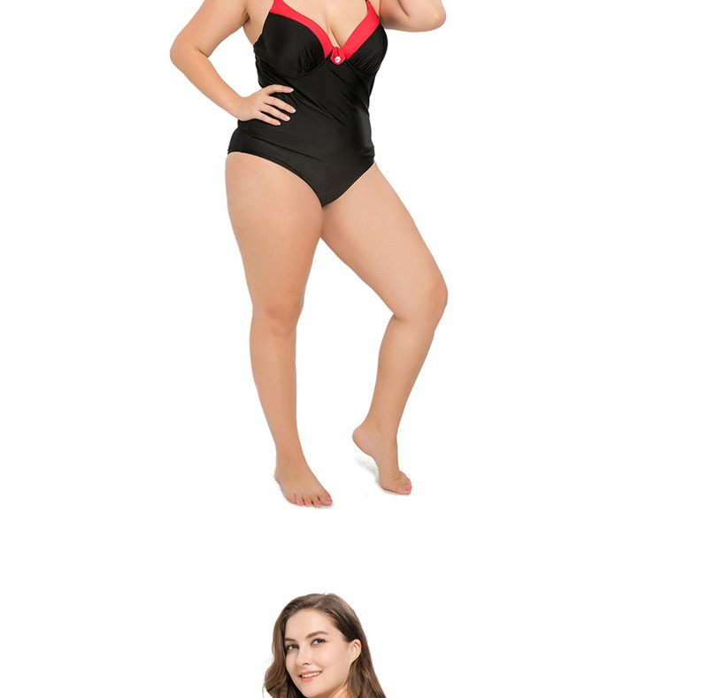 Sexy Dark Red Diamond Decorated Larger Size Swimwear,Swimwear Plus Size