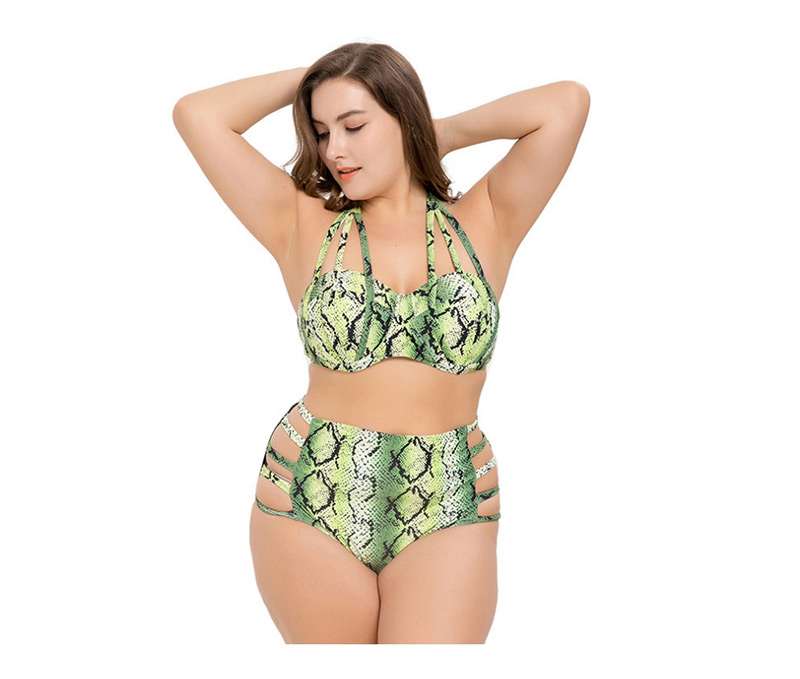 Sexy Green Hollow Out Design High-waist Swimwear,Swimwear Plus Size