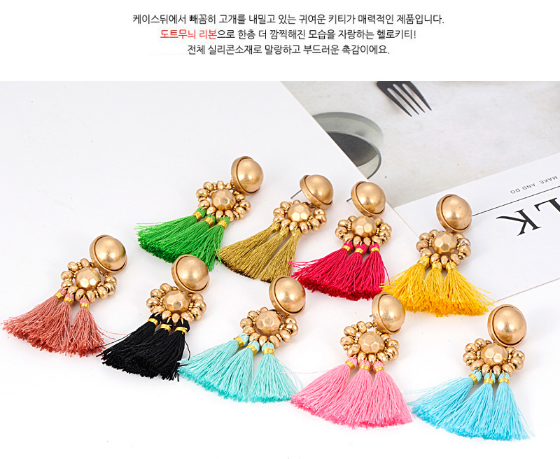 Fashion Yellow Beads Decorated Tassel Earrings,Drop Earrings