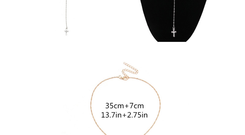 Fashion Silver Color Cross Shape Pendant Decorated Long Necklace,Multi Strand Necklaces