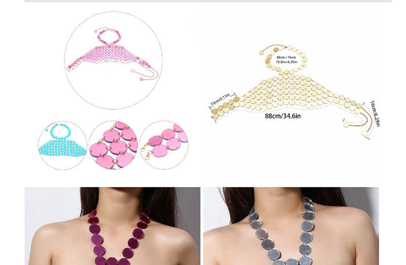 Fashion Silver Color Round Shape Design Pure Color Chest Chain,Body Piercing Jewelry