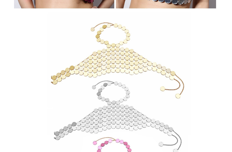 Fashion Gold Color Round Shape Design Pure Color Chest Chain,Body Piercing Jewelry